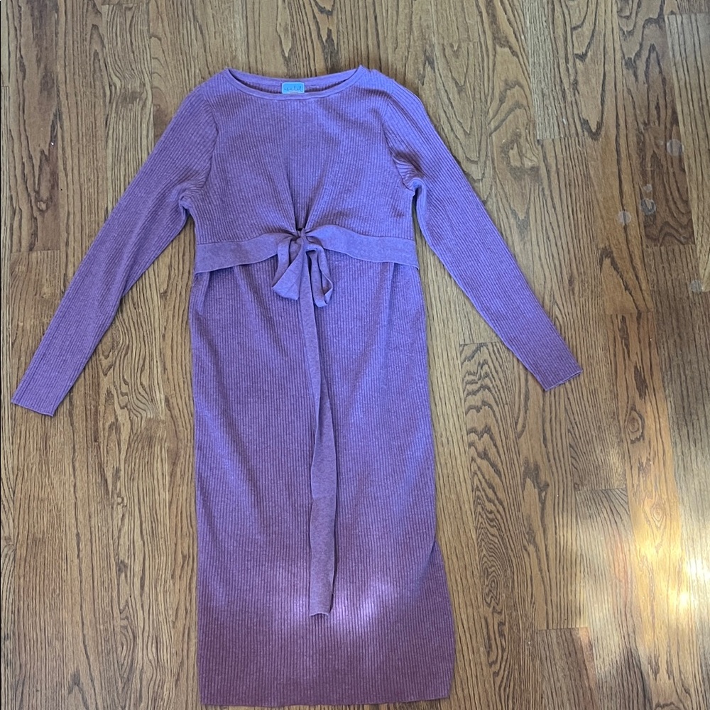 Maternity long sleeve wrap sweater dress
